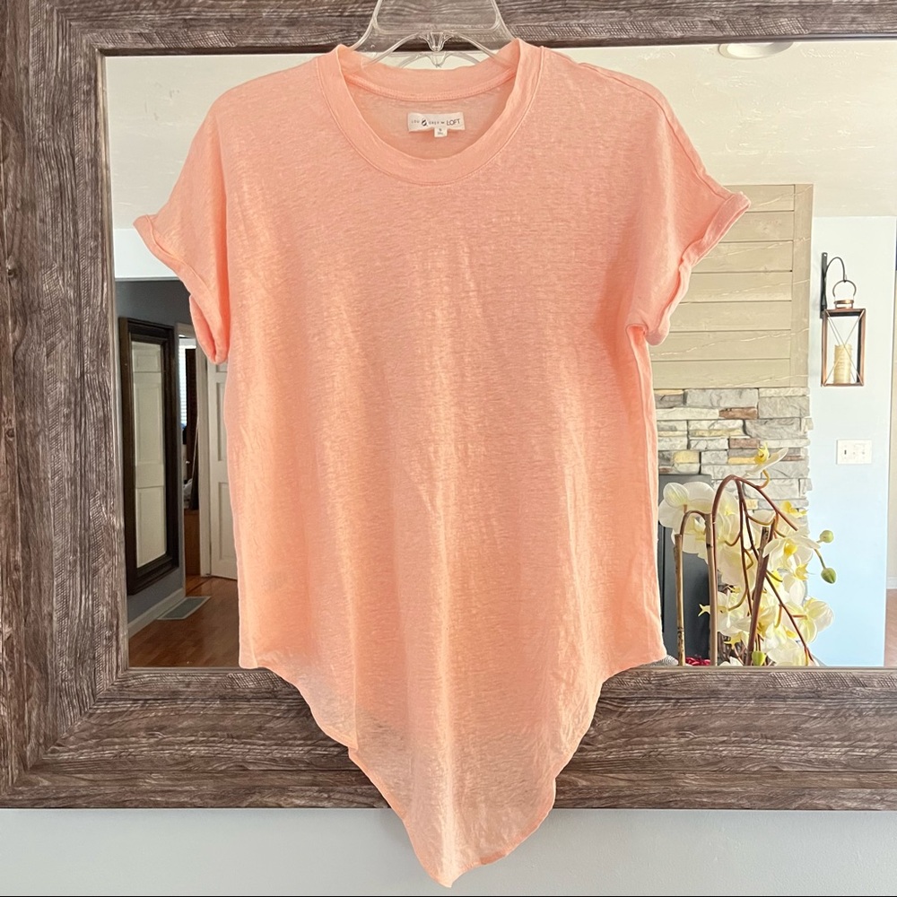 Lou & Grey For Loft T Shirt Womens Small Peach Short Sleeve Top